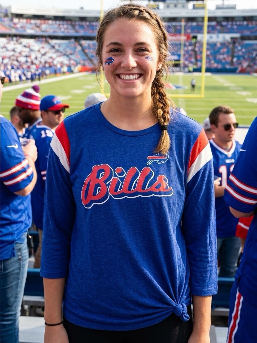 NWT Touch by Alyssa Milano NFL Buffalo Bills 3/4 Sleeve Tie Knot T-Shirt Top XL